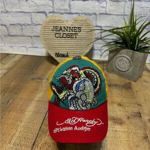 Authentic Ed Hardy by Christian Audigier Rhinestone Cap Hat Multicolor One Size